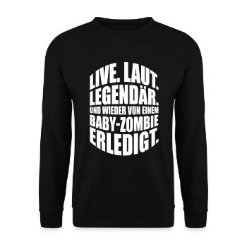 Zocker Geschenk und wieder von einem Baby-Zombie - Unisex Pullover - Schwarz - Vorne - Alina (178cm) & Michal (187cm)