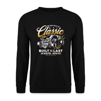 Jahrgang 1975 Geburtstag Klassiker Auto Geschenk - Unisex Pullover - Schwarz - Vorne - Alina (178cm) & Michal (187cm)
