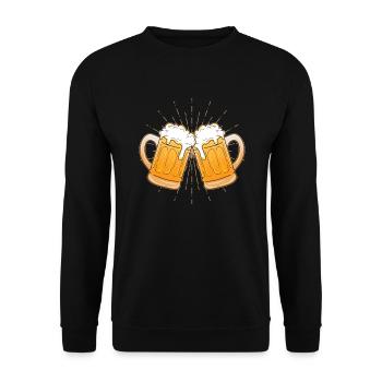 Stoß mit mir an und wir sind per DU - Unisex Pullover - Schwarz - Vorne - Alina (178cm) & Michal (187cm)