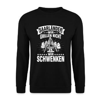 schwenken grillen Saarländer - Unisex Pullover - Schwarz - Vorne - Alina (178cm) & Michal (187cm)
