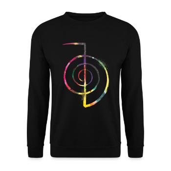 Reiki Symbol - Unisex Sweatshirt - black - Front - Alina (178cm) & Michal (187cm)