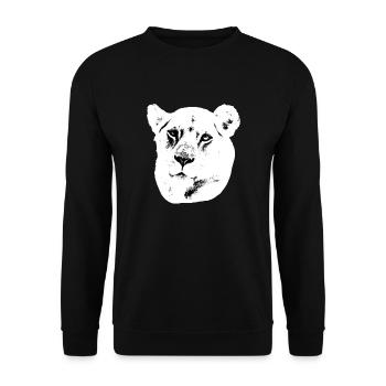 Lion Head Female, front, black white - Unisex Sweatshirt - black - Front - Alina (178cm) & Michal (187cm)
