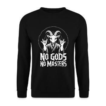 No Gods! No Masters! Atheist, Satanist, Religion - Unisex Sweatshirt - black - Front - Alina (178cm) & Michal (187cm)
