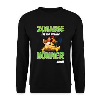 Zuhause ist wo meine Hühner sind | Landwirtin - Unisex Pullover - Schwarz - Vorne - Alina (178cm) & Michal (187cm)