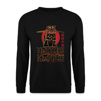 Hattori Hanzo Schwert und Japan Sushi Geschenk - Unisex Pullover - Schwarz - Vorne - Alina (178cm) & Michal (187cm)