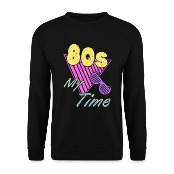 80er Jahre 80s 1980er Geschenk Retro Nostalgie - Unisex Pullover - Schwarz - Vorne - Alina (178cm) & Michal (187cm)