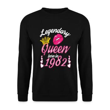 Legendäre Königin 1982 Geboren Geburtstag - Unisex Pullover - Schwarz - Vorne - Alina (178cm) & Michal (187cm)