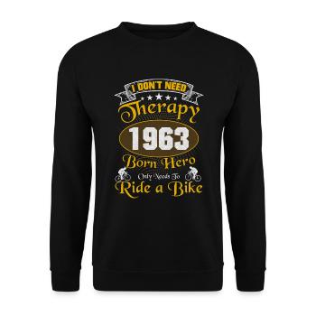 My therapy is my bike born in 1963 - Unisex Sweatshirt - black - Front - Alina (178cm) & Michal (187cm)