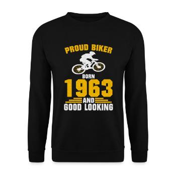 Stolzer Radfahrer 1963 Geburtstag Fahrrad Sport - Unisex Pullover - Schwarz - Vorne - Alina (178cm) & Michal (187cm)
