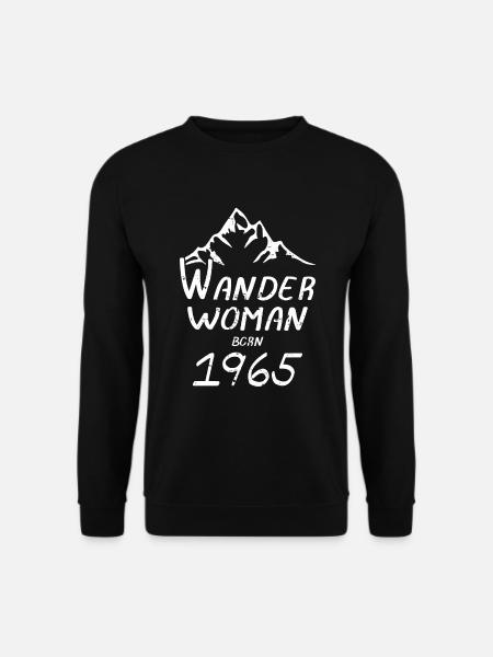 Frauen Wandern Geburtstag 1965 Geboren Berge - Unisex Pullover - Schwarz
