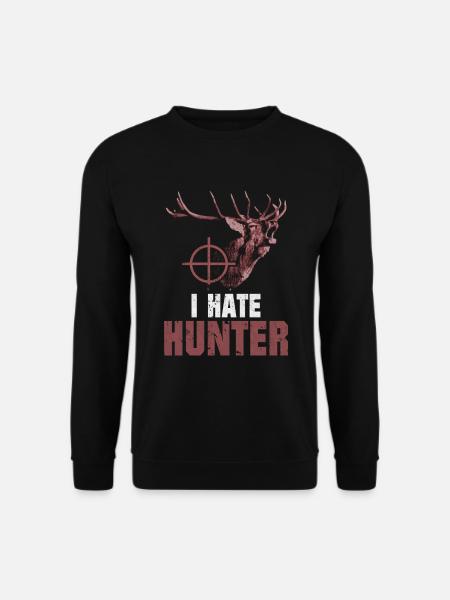 Ich Hasse Jäger Hirschkopf Hirsch Spruch - Unisex Pullover - Schwarz