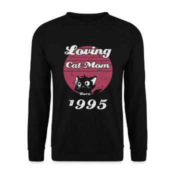 Birthday Cat Mom 1995 Born Gift Cat - Unisex Sweatshirt - black - Front - Alina (178cm) & Michal (187cm)