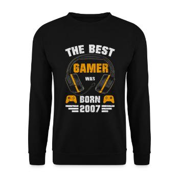 Gaming Birthday Gamer 2007 Born Gift - Unisex Sweatshirt - black - Front - Alina (178cm) & Michal (187cm)