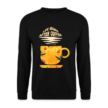 life begins after coffee e 271 - Unisex Sweatshirt - black - Front - Alina (178cm) & Michal (187cm)