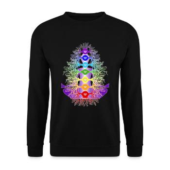 Chakras mit ihren Wurzeln - Unisex Pullover - Schwarz - Vorne - Alina (178cm) & Michal (187cm)