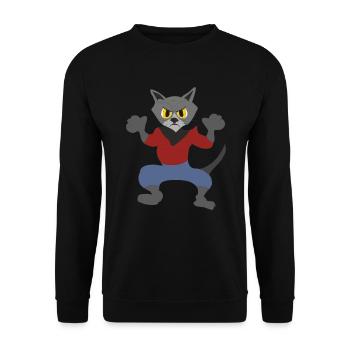 Der Kater, - Unisex Pullover - Schwarz - Vorne - Alina (178cm) & Michal (187cm)