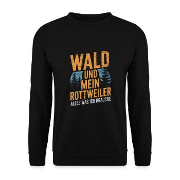 Wald und mein Rottweiler - Unisex Pullover - Schwarz - Vorne - Alina (178cm) & Michal (187cm)