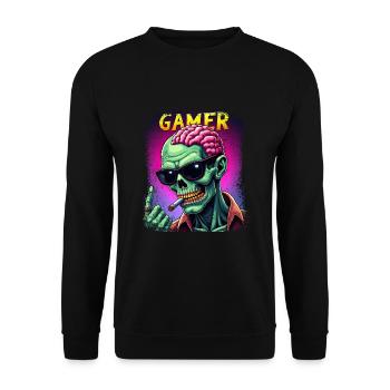 Zombie gamer with sunglasses and style - Unisex Sweatshirt - black - Front - Alina (178cm) & Michal (187cm)