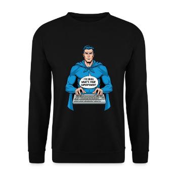 Super-héros : Je corrige des bugs ! - Sweat-shirt Unisexe - noir - Devant - Alina (178cm) & Michal (187cm)