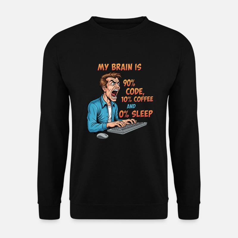 0% Schlaf: Code & Kaffee Power! - Unisex Pullover - Schwarz