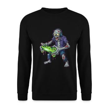 Zombie Zocker Power Retro Gamer - Unisex Pullover - Schwarz - Vorne - Alina (178cm) & Michal (187cm)