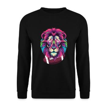 Funny Lion Football Fan - Unisex Sweatshirt - black - Front - Alina (178cm) & Michal (187cm)