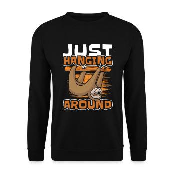 Faultier Abhängen Hängen - Unisex Pullover - Schwarz - Vorne - Alina (178cm) & Michal (187cm)