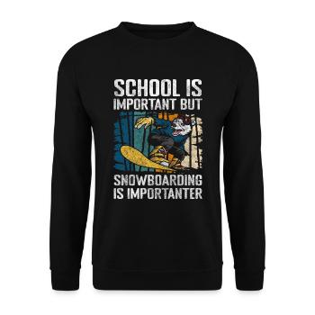 Schnee Piste Sport Winterurlaub - Unisex Pullover - Schwarz - Vorne - Alina (178cm) & Michal (187cm)
