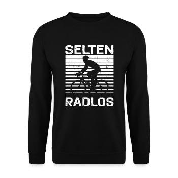 Selten radlos - T-Shirt für Fahrradfans - Unisex Pullover - Schwarz - Vorne - Alina (178cm) & Michal (187cm)