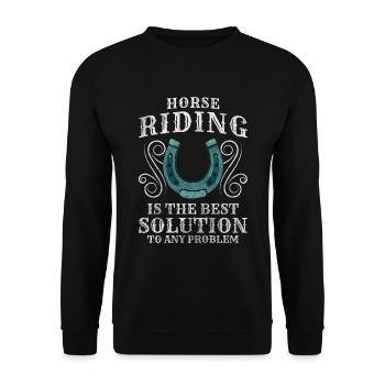 Horse Wild Horseshoe - Unisex Sweatshirt - black - Front - Alina (178cm) & Michal (187cm)