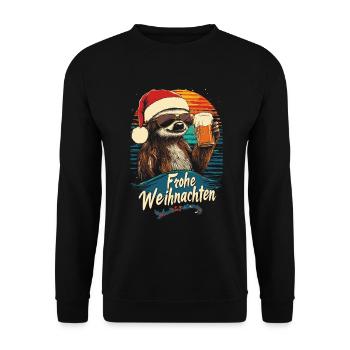 Faultier Weihnachten Bier - Unisex Pullover - Schwarz - Vorne - Alina (178cm) & Michal (187cm)