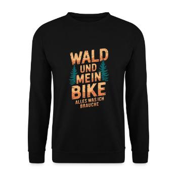 Wald und mein Mountainbike - Unisex Pullover - Schwarz - Vorne - Alina (178cm) & Michal (187cm)