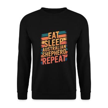 Manger. Dormir. Berger australien. Répéter. - Sweat-shirt Unisexe - noir - Devant - Alina (178cm) & Michal (187cm)