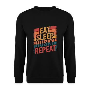 Eat. Sleep. Husky. Repeat. - Unisex Sweatshirt - black - Front - Alina (178cm) & Michal (187cm)