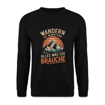 Wandern mit meinem Hund Camping Outdoor - Unisex Pullover - Schwarz - Vorne - Alina (178cm) & Michal (187cm)