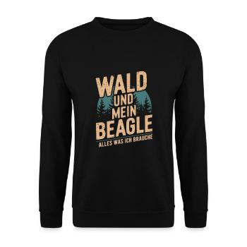 Wald und mein Beagle - Unisex Pullover - Schwarz - Vorne - Alina (178cm) & Michal (187cm)