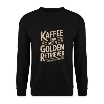 Kaffee und mein Golden Retriever - Unisex Pullover - Schwarz - Vorne - Alina (178cm) & Michal (187cm)