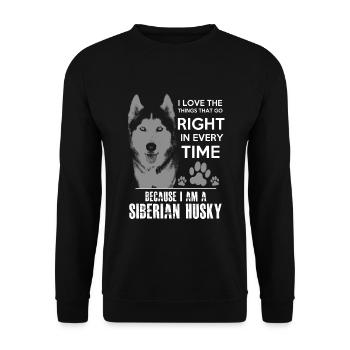 Siberian Husky - Unisex Pullover - Schwarz - Vorne - Alina (178cm) & Michal (187cm)