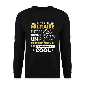 Militaire motard armée moto cadeau drôle - Sweat-shirt Unisexe - noir - Devant - Alina (178cm) & Michal (187cm)