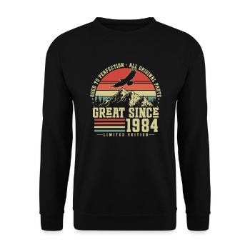 Great Since 1984 Vintage Birthday Retro - Unisex Sweatshirt - black - Front - Alina (178cm) & Michal (187cm)