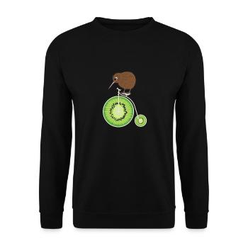 Kiwivogel Zweirad Kiwifrucht Neuseeland Shirt - Unisex Pullover - Schwarz - Vorne - Alina (178cm) & Michal (187cm)