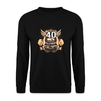 Überraschung 40 Geburtstag Frauen Herren - Unisex Pullover - Schwarz - Vorne - Alina (178cm) & Michal (187cm)