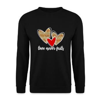love never fails - Unisex Sweatshirt - black - Front - Alina (178cm) & Michal (187cm)