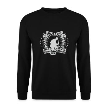 ANZAC DAY - HONOR OUR VETERANS - Unisex Sweatshirt - black - Front - Alina (178cm) & Michal (187cm)