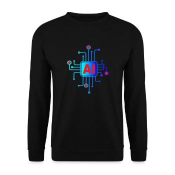 AI Chip - Unisex Pullover - Schwarz - Vorne - Alina (178cm) & Michal (187cm)