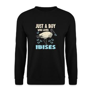 JUST A BOY WHO LOVES IBISES - Unisex Pullover - Schwarz - Vorne - Alina (178cm) & Michal (187cm)
