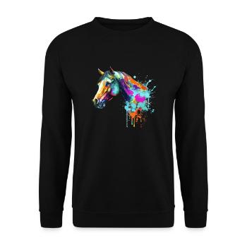 Tête de cheval - Sweat-shirt Unisexe - noir - Devant - Alina (178cm) & Michal (187cm)