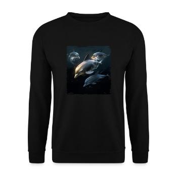 Observation des dauphins - Sweat-shirt Unisexe - noir - Devant - Alina (178cm) & Michal (187cm)