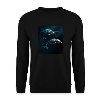 Dauphins jouant - Sweat-shirt Unisexe - noir - Devant - Alina (178cm) & Michal (187cm)