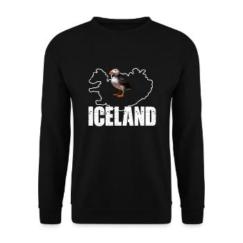 PUFFIN IN ICELAND - Unisex Sweatshirt - black - Front - Alina (178cm) & Michal (187cm)